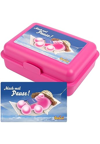 United Labels Gelini Brotdose - Mach mal Pause - Lunchbox Butterbrotdose mit Trennwand Rosa von United Labels