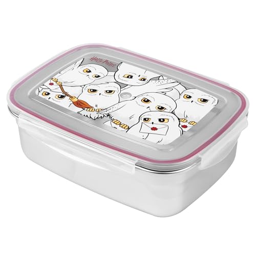 United Labels Harry Potter Edelstahl Brotdose - Hedwig Lunchbox Metall Butterbrotdose mit Kunststoffdeckel von United Labels