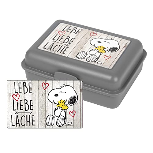 United Labels Peanuts Snoopy Collection Brotdose - Lebe Liebe Lache Lunchbox Butterbrotdose mit Trennwand Grau von United Labels