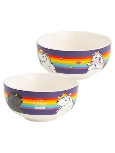 United Labels Pummel & Friends Pummeleinhorn Schüssel - Regenbogen Müslischüssel Schale aus Keramik 400 ml von United Labels