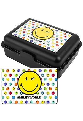 United Labels Smiley Brotdose - Smileyworld - Lunchbox Butterbrotdose mit Trennwand Schwarz von United Labels