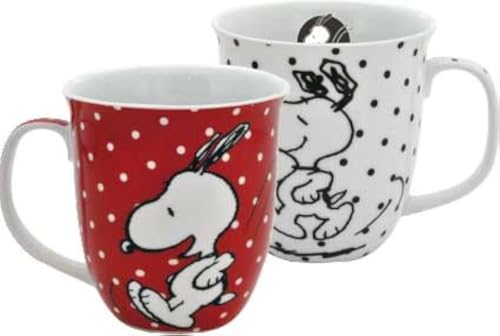 United Labels Snoopy Peanuts Porzellan Henkelbecher Set (2 Stück), Motiv Red and White von United Labels