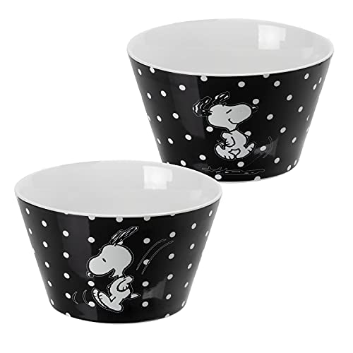 United Labels The Peanuts Müslischale - Snoopy Schüssel Schale Schwarz mit Punkten aus Porzellan 500 ml von United Labels