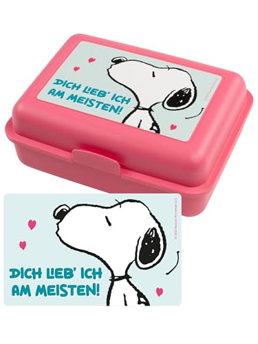 United Labels The Peanuts Snoopy Brotdose - Dich lieb ich am meisten! Lunchbox Butterbrotdose mit Trennwand Rosa von United Labels