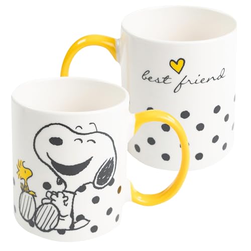 United Labels The Peanuts Snoopy Tasse 320 ml, Weiß Gelb, best friend, Kaffeebecher aus Keramik, Kaffeetasse von United Labels