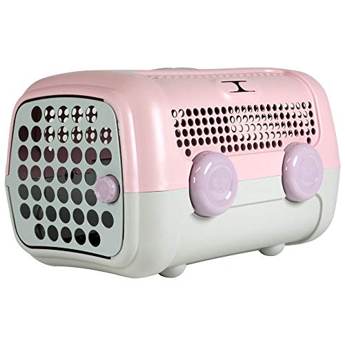 United Pets A.U.T.O. Design Transportbox für kleine Hunde und Katzen, Made in Italy, Rosa/Grau, inklusive Hygieneteppich 51x37x33cm, Reisetransportbox von United Pets