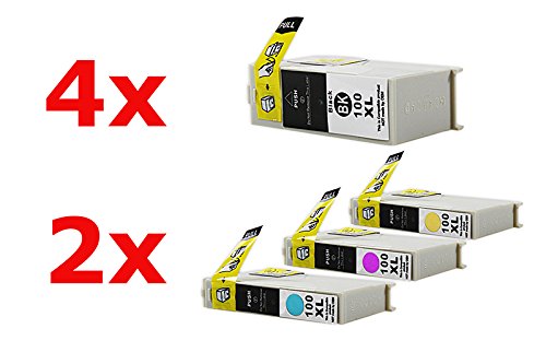 Kompatibel für Lexmark Prevail Pro 705 Tinten Sparset Black, Cyan, Magenta, Yellow - No.100 XL / 0014N1092E - 0014N1095E - Inhalt: 4 x 21 ml & 6 x 9,6 ml von United Toner