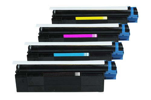 Rebuilt für Oki C 5250 DN - C5250 / 42127454-42127457 - Toner Sparset Black, Cyan, Magenta, Yellow - Für ca. 4 x 5.000 Seiten (5% Deckung) von United Toner