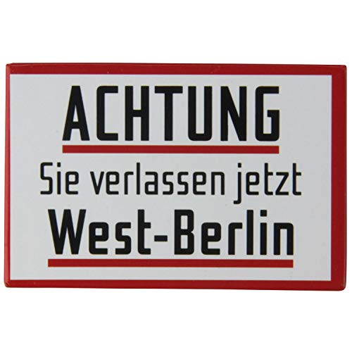 Kühlschrank-Magnet | Achtung Sie verlassen West-Berlin Schild | Starker Halt | Foto-Magnet 8 x 5,5 cm | typisches Souvenir von United1871