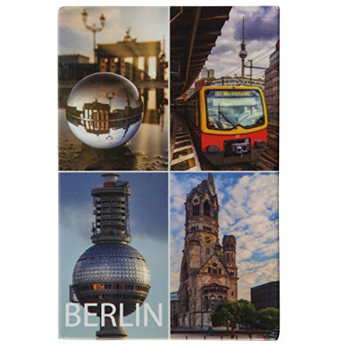 Kühlschrank-Magnet Berlin | Fernsehturm, S-Bahn, Gedächtnis-Kirche | Starker Halt | Foto-Magnet 8 x 5,5 cm | typisches Souvenir von United1871