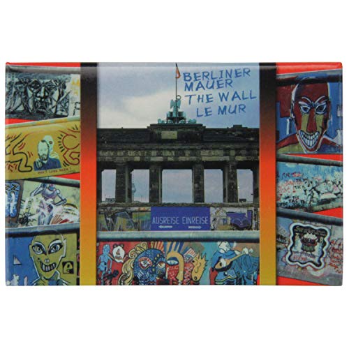 Kühlschrank-Magnet Berlin-er Mauer mit Graffiti & Brandenburger Tor | Starker Halt | Foto-Magnet 8 x 5,5 cm | typisches Souvenir von United1871