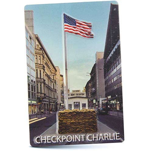 Magnet BERLIN | Checkpoint Charlie | Mini-Blechschild 9x6 cm mit Relief Stanzung | typisches Souvenir & Geschenk von United1871