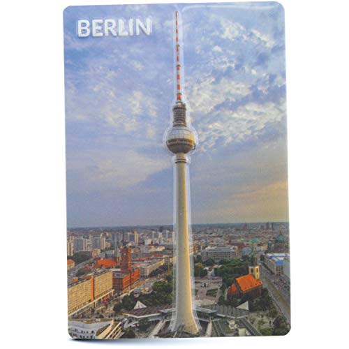 Magnet BERLIN | Fernsehturm Alexanderplatz | Mini-Blechschild 9x6 cm mit Relief Stanzung | typisches Souvenir & Geschenk von United1871