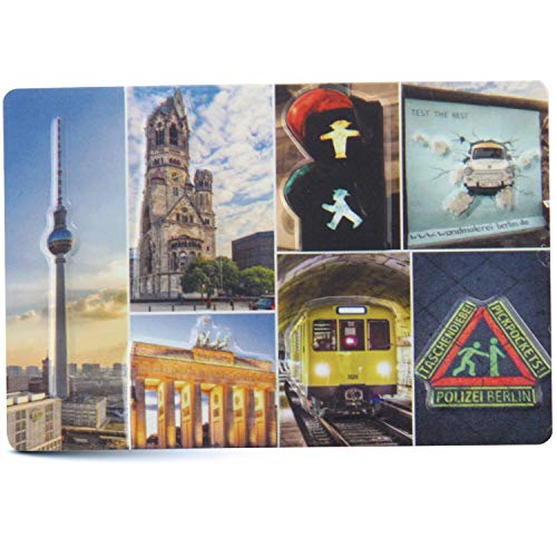 Magnet BERLIN | Mehrbild Mini-Blechschild 9x6 cm mit Relief Stanzung | typisches Souvenir & Geschenk von United1871