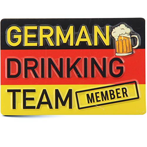 Magnet German Drinking Team | Mini-Blechschild 9x6 cm mit Relief Stanzung | Für Bier & Bar von United1871