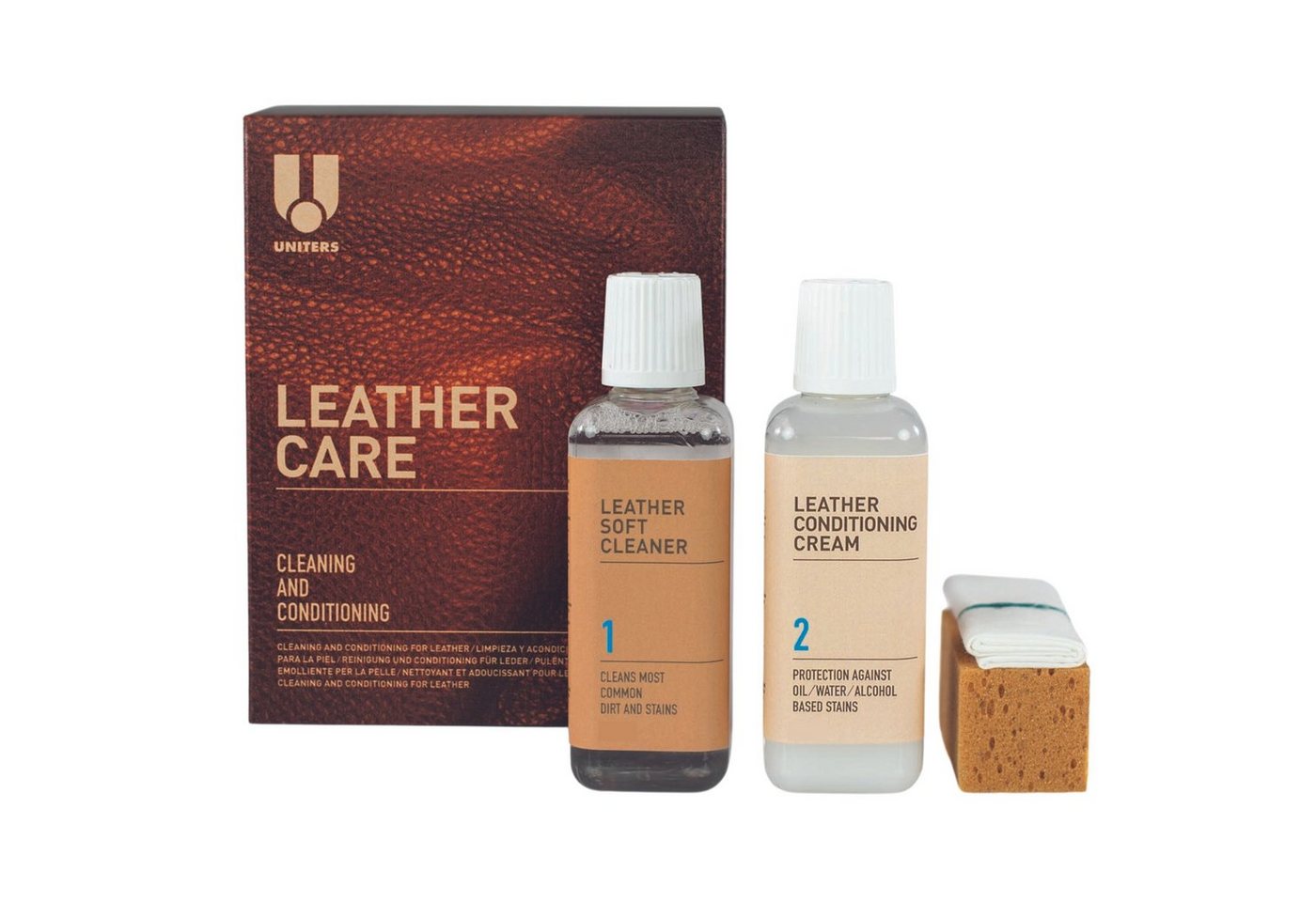 Uniters Himolla Leather Care Lederpflegeset (1 St., 4-tlg, Schutz & Pflege von Ledersofas, Sessel & mehr), für alle Lederarten außer Nubuk & Wildleder von Uniters