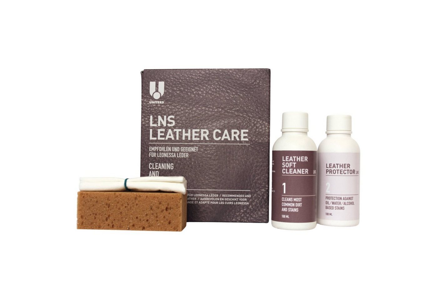 Uniters Himolla LNS Leather Care Lederpflegeset (4-tlg, 1 St., Reinigung & Schutz von Ledersofas, Sessel & mehr), speziell für Himolla Leonessa-Leder von Uniters