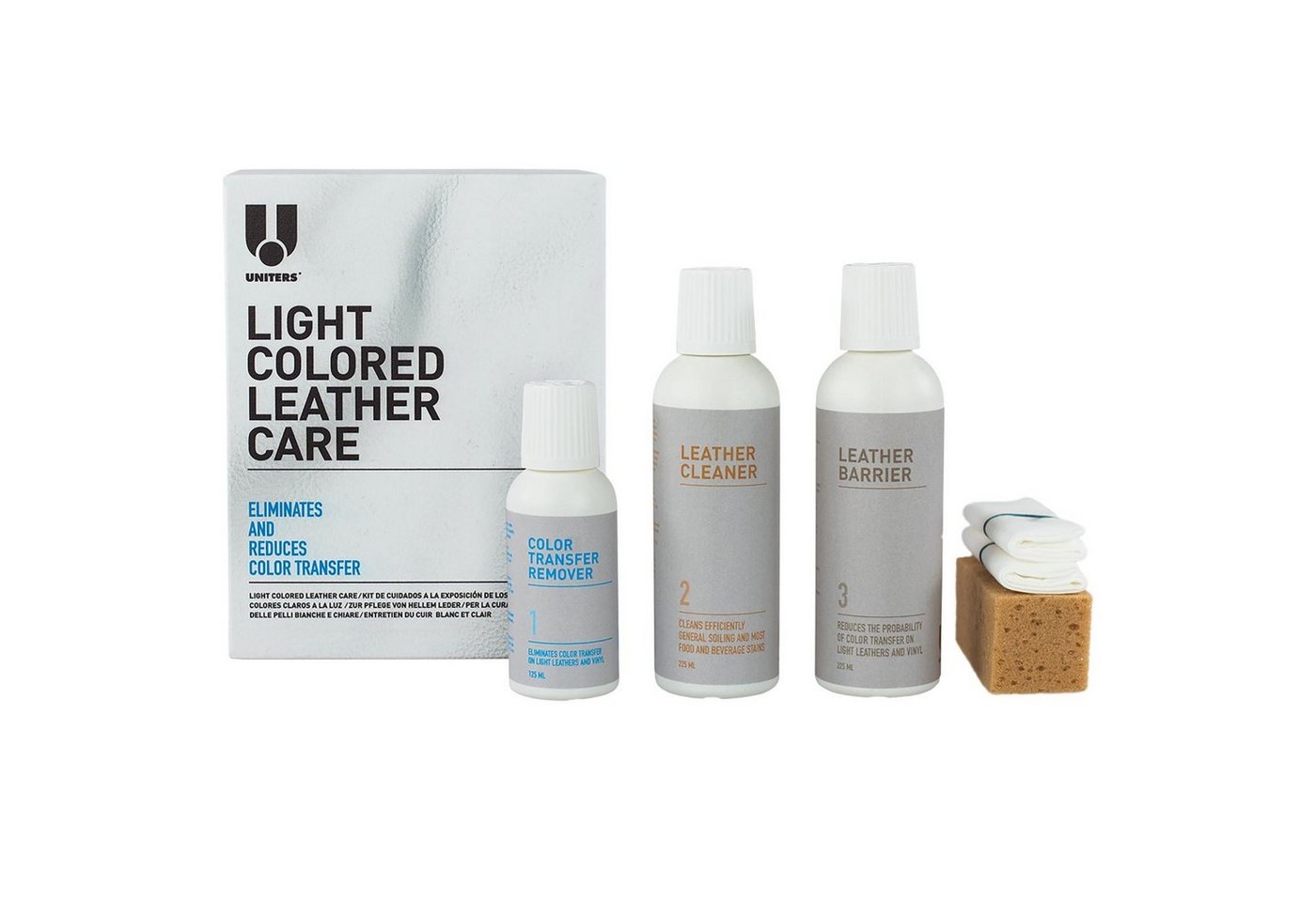 Uniters Himolla Light Colored Leather Care Lederpflegeset (1 St., 6-tlg, Reinigung & Schutz für Ledersofas, Sessel & mehr), gegen Verfärbungen auf hellem Leder von Uniters