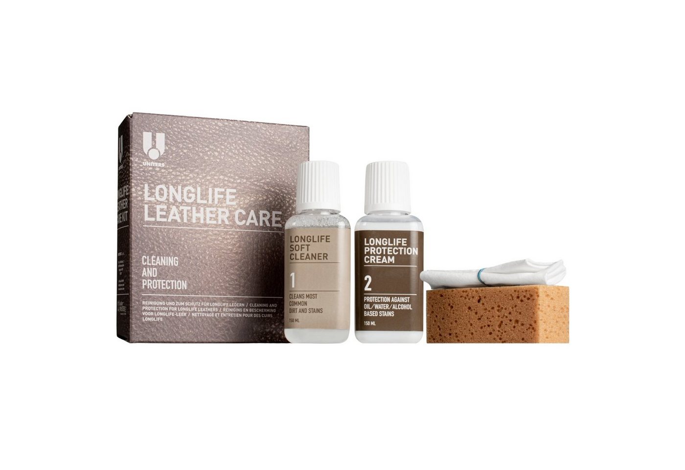 Uniters Himolla LongLife Leather Care Lederpflegeset (1 St., 4-tlg, Reinigung & Schutz von Ledersofas, Sessel, Autositze & mehr), für pigmentieres LongLife-Leder von Uniters