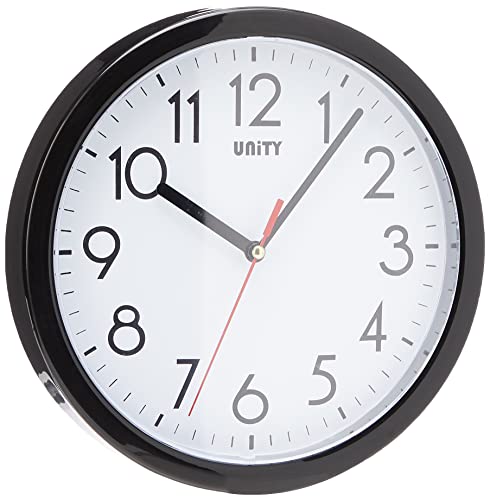 UNITY Hastings Silent Sweep Moderne Wanduhr, 22 x 22 x 5 cm, Schwarz von Unity