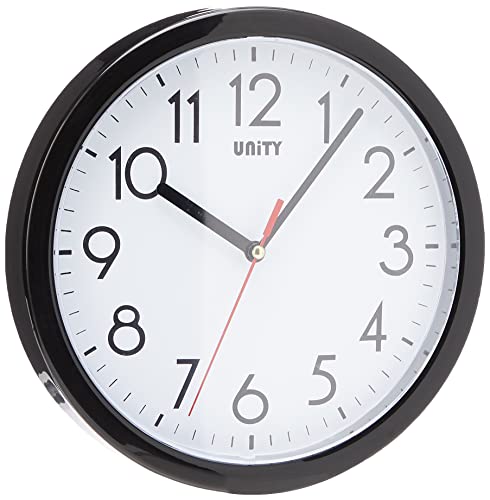 Unity Wanduhr, Hastings, Silent Sweep, Modern, Schwarz, 22 cm von Unity
