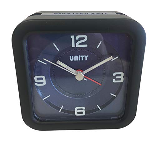 Unity Quadratischer Piepton-Wecker – 49021, Kunststoff, Blau/Schwarz, 9.5 x 9.5 x 4.5 cm von Unity