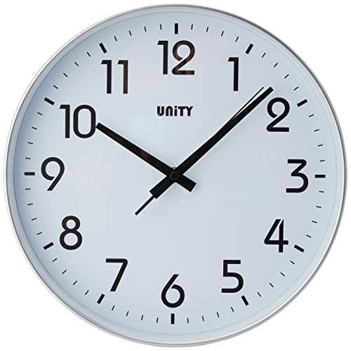 UNITY UNSW700 Fradley 30 cm Silent Sweep Moderne Wanduhr in Silber, 30 x 30 x 5 cm von Unity