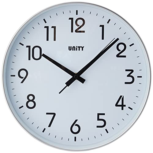 Unity Wanduhr, Fradley, Silent Sweep, Modern, Silber, 30 cm von Unity