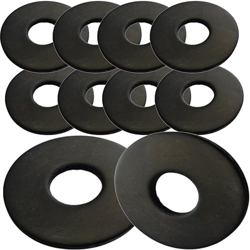 M12 x 36 mm schwarze Gummi-Unterlegscheiben (10 Stück), Penny-Unterlegscheiben, Größe: 12,5 mm Innendurchmesser x 36 mm Außendurchmesser x 3 mm Dicke von Universal Hardware