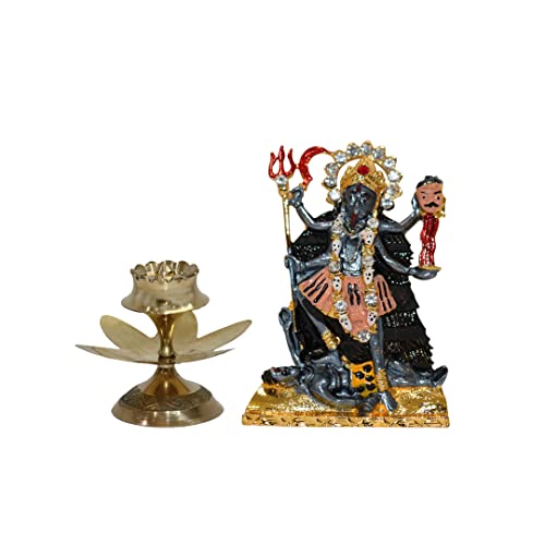 Universal Hub® Kali-Göttin-Idol-Statue, Inidan-Göttin, religiöse Skulptur, Sammelfiguren, dekoratives Ornament, Kali-Maa-Prunkstück, Metallstatue für Auto, Heimbüro, Artikeldekoration, Hindu-Geschenk von Universal Hub