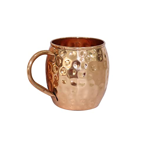 Universal Hub® Kupferkrug, geprägte Gläser, Becher, Trinkbecher, 1er-Set, Becher aus reinem Kupfer, Ayurveda Moscow Mule-Glas für Cocktails, Wasser, Saft, Trinkflasche, indische Geschenke von Universal Hub
