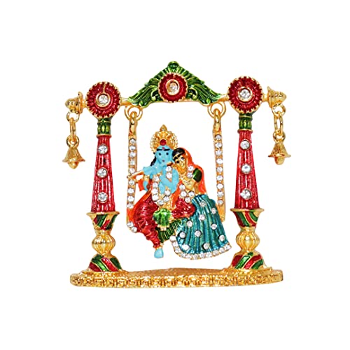 Universal Hub® Radha Krishna Statue Figur indische Gottstatue Krishna Murti Ladoo Gopal Statue für Heimbüro Tempel Auto-Schreibtisch dekorative Skulpturen Mini-Satue indisches Geschenk von Universal Hub
