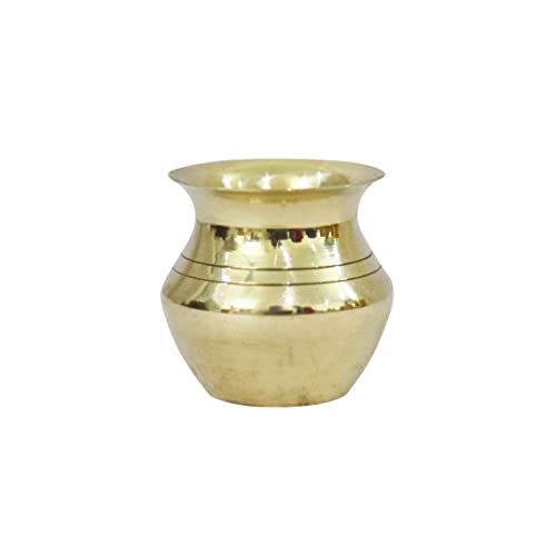 Universal Hub Kalash Pooja Messing Utensilien Indisches Festival Puja Lota Rückgabegeschenk Handgeschnitzte Gegenstände Mandir Tempel Wohnaccessoire Einweihungsgeschenk Runde Flasche Diwali Dekoration von Universal Hub