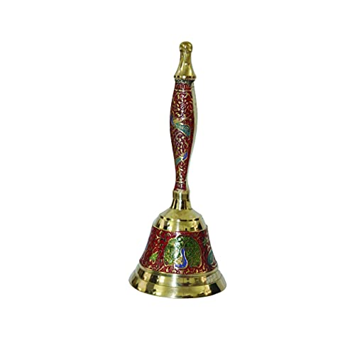 Universal Hub® Messingglocke, indische traditionelle Klingelglocke, Pooja Samagri, Hindu-Tempel, Dekoration, Metallfiguren, Gebets-Ghanti-Glocke, tibetisch-buddhistische Meditationsglocke Handglocke von Universal Hub