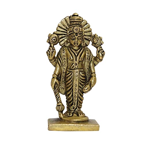 Universal Hub Vishnu Statue Handgeschnitztes Prunkstück Idol für Schreibtisch, Büro Pooja Samagri Home Temple Dekorative Messing Narayan Murti Hindu Geschenke von Universal Hub