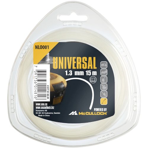 Universal Trimmerfaden Nylon 1,3mmx15m, NLO001: Ersatzfaden für Rasentrimmer, Länge 15 m, Faden-Ø 1,3 mm, reißfestes Nylon (Artikel-Nr. 00057-76.163.01) von McCulloch