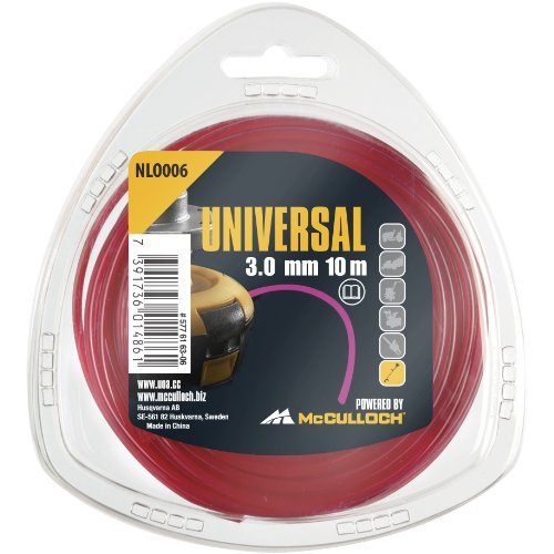 Universal Trimmerfaden Nylon 3.0mmx10m, NLO006: Ersatzfaden für Rasentrimmer, Länge 10 m, Faden-Ø 3.0 mm, reißfestes Nylon (Artikel-Nr. 00057-76.163.06) von McCulloch