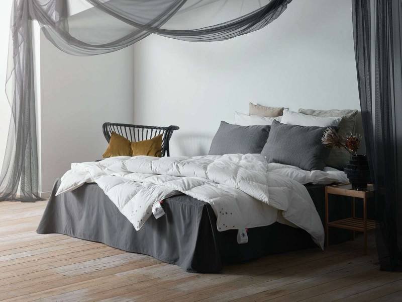 Universe of sleeping Kunstfaserbettdecke Pegasus, neuartige Mischung aus Daune & Federn mit Kunstfaser, Füllung: Mischung aus 50% Polyesterfasern & 50% Europäische Feder-Daunenfüllung, Bezug: 100% Baumwolle, Europäische Feder-Daunenfüllung und dauerhafte Polyesterfasern von Universe of sleeping