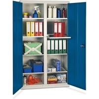 stumpf® Werkstatt-Flügeltürschrank mit 8 Wannen + Trennwand, HxBxT 1.800 x 1.000 x 500 mm, lichtgrau/enzianblau von stumpf®