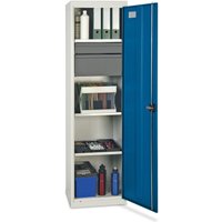stumpf® Werkstatt-Flügeltürschrank mit 2 Schubladen + 3 Wannen, HxBxT 1.800 x 500 x 500 mm, lichtgrau von stumpf®