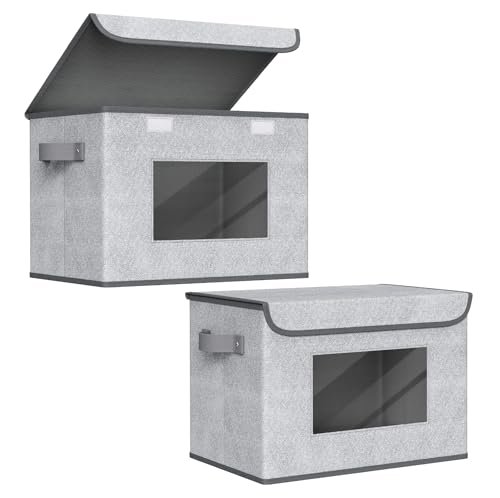Univivi Größere Aufbewahrungswürfel [2er-Pack] Faltbare Aufbewahrungsboxen mit Deckel, faltbare Aufbewahrungskörbe mit stabilen Griffen für Zuhause, Kinderzimmer, Schrank (43 x 30 x 30 cm) von Univivi
