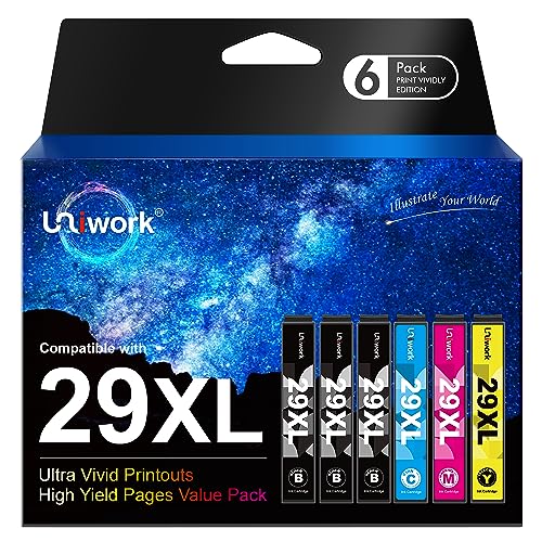 Uniwork Multipack 29 XL Patronen Ersatz für Epson 29XL Druckerpatronen für Epson XP-342 XP-332 XP-442 XP-245 XP-352 XP-345 XP-445 XP-235 XP-455 XP-435 XP-432 XP-335 (3 Schwarz,1 Cyan,1 Magenta,1 Gelb) von Uniwork