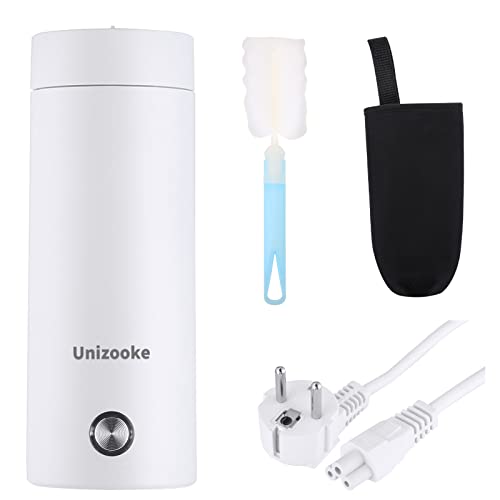 Unizooke Tragbarer Mini-Heizbecher,400ml ,220V Reise-Elektrisch-Wasserkocher,300W Vakuum,Für Milch, Kaffee, Wasser Und Teezubereitung, Weiß von Unizooke