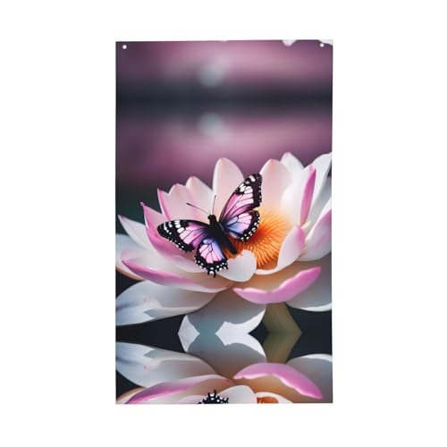 Dekorative Flagge mit rosa Schmetterlings-Aufdruck, für den Innenbereich, Hof, Jahreszeiten, Urlaubsdekorationen Dekorative Flagge mit rosa Schmetterlings-Aufdruck, für den Innenbereich, Hof, Jahreszeiten, Urlaubsdekorationen von Unkhtt