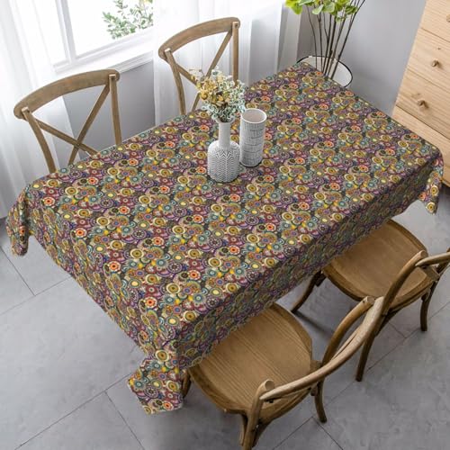 Ethnische Kreise, Blumenmuster, wasserdicht, wiederverwendbar, Tischdecke, Esstisch, Party, Hochzeit, Innen- und Außenbereich von Unkhtt