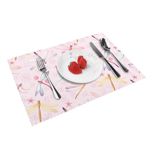 Handbemalter Libellen-Druck, praktische Tischsets, Esstisch-Set, waschbar, rutschfest, Küchendekoration von Unkhtt