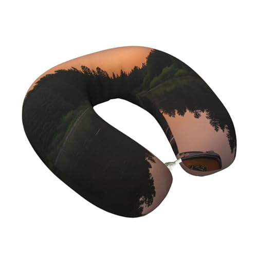 Moonlit Kanu Allagash River Print U-förmiges Memory-Schaum-Kissen Reise Flugzeug Büro kurze Nickerchen entspannender täglicher Gebrauch von Unkhtt