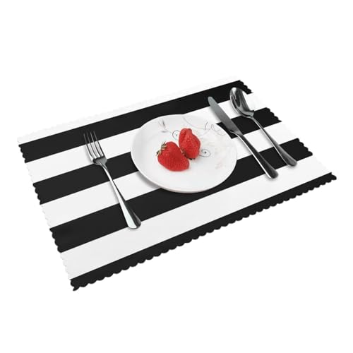 Praktische Tischsets / Esstisch-Set, waschbar, rutschfest, gestreift, Schwarz / Weiß von Unkhtt