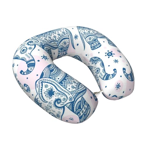 Unkhtt Boho Elefant Print U-förmiges Reisekissen Memory Foam Nackenkissen für Unterstützung Tragbar Verstellbar Unkhtt Boho Elefant Print U-förmiges Reisekissen Memory Foam Nackenkissen für Unterstützung Tragbar Verstellbar von Unkhtt