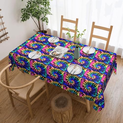Unkhtt Exotic Tribe Tischdecke, Batik-Stil, wasserdicht, rechteckig, 137 x 183 cm, wiederverwendbar, für Esszimmer, Hochzeit, Party von Unkhtt